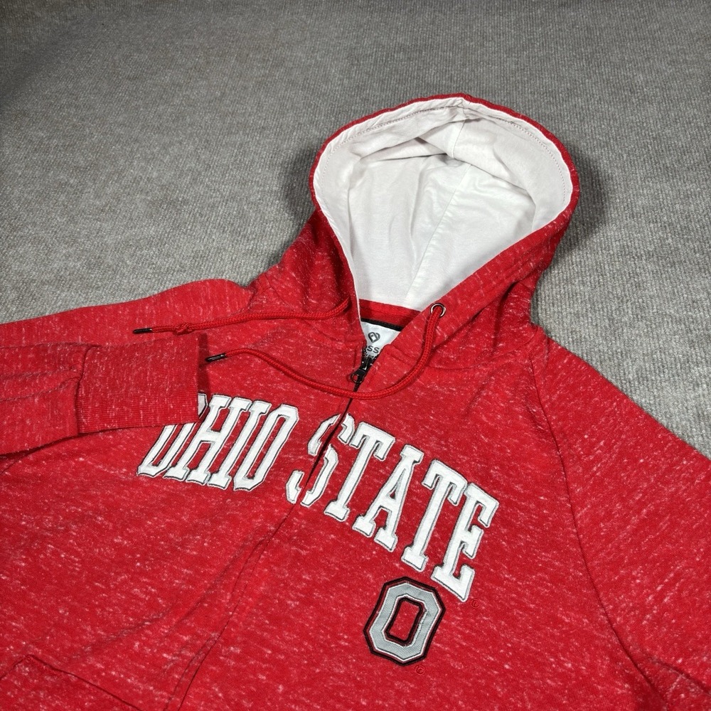 Ohio State Buckeyes Hoodie Sweatshirt Women L Full Zip Red Embroidered Colosseum